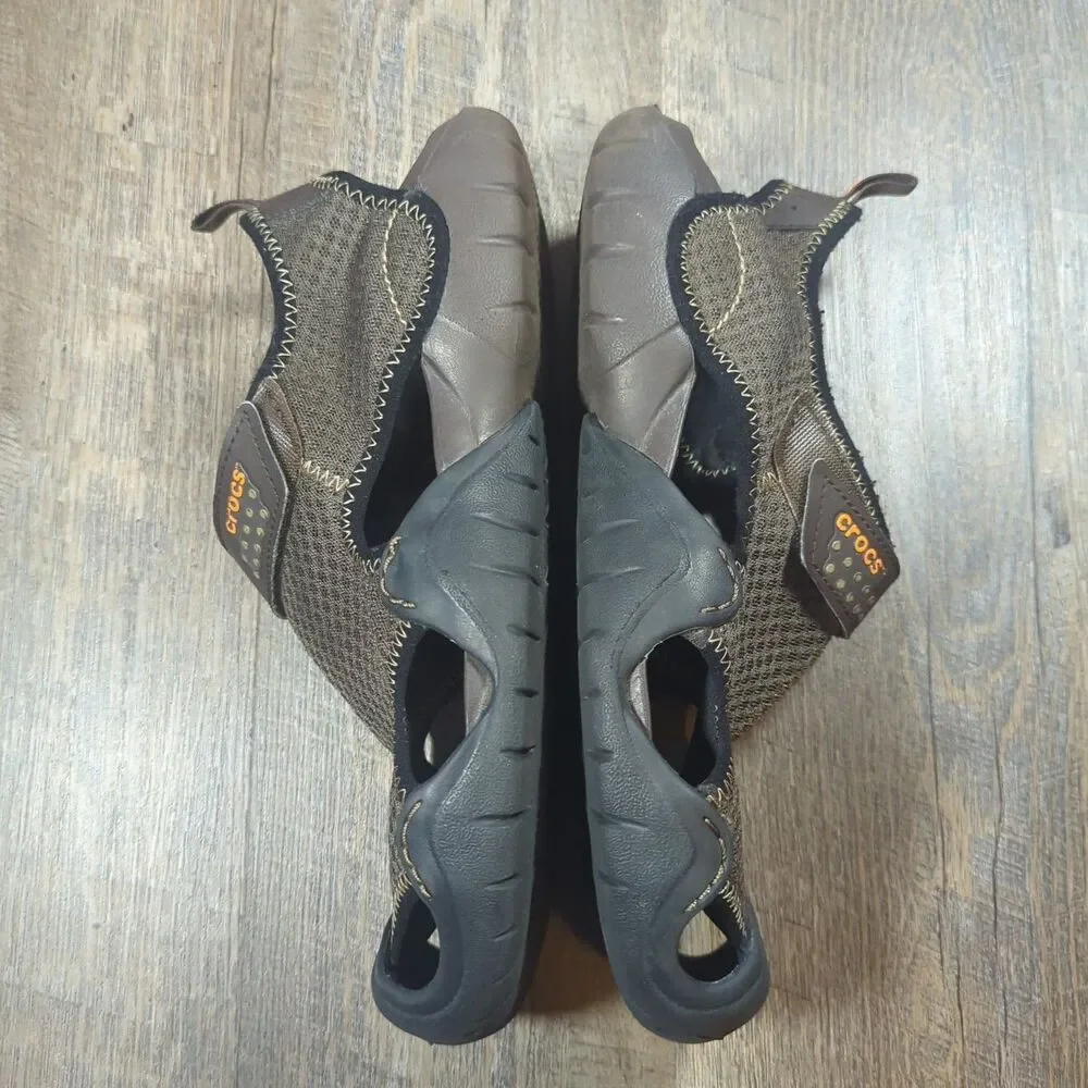 Crocs Men's Swiftwater Brown Mesh Walking Outdoor Casual Sandals - Size 10